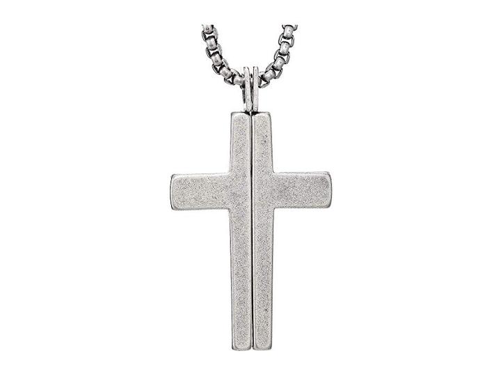 Steve Madden Splitting Cross Necklace With 18 Box Chain (silver 1) Necklace