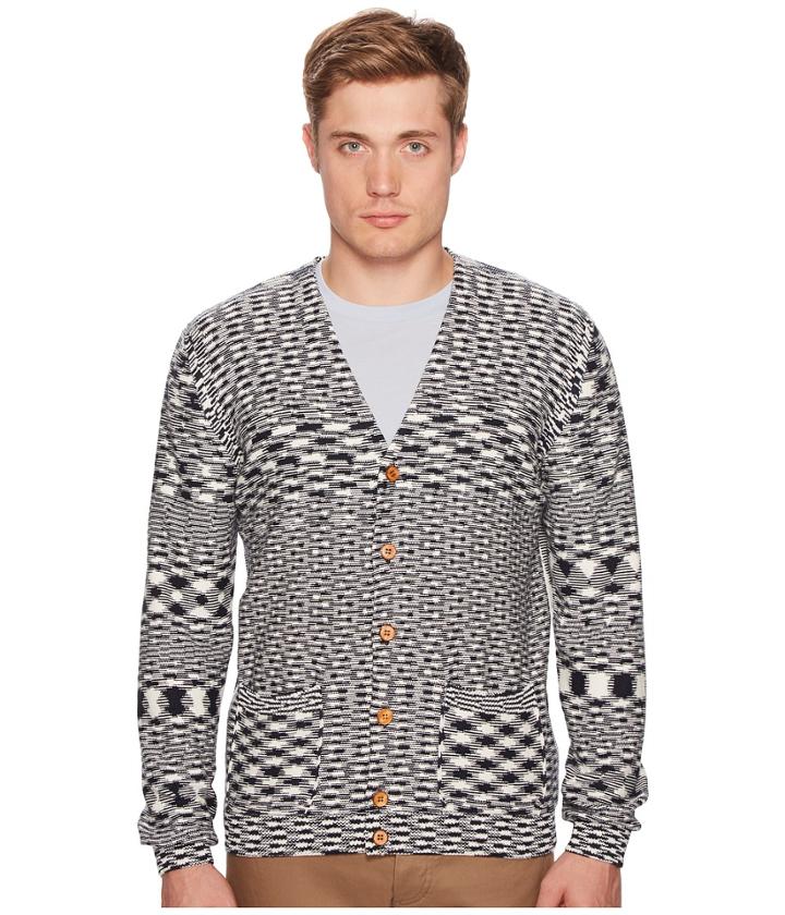 Missoni Check/spacedye Cardigan (navy/white) Men's Sweater
