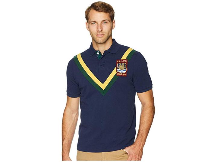 Polo Ralph Lauren Custom Fit Mesh Polo (cruise Navy Multi) Men's Clothing