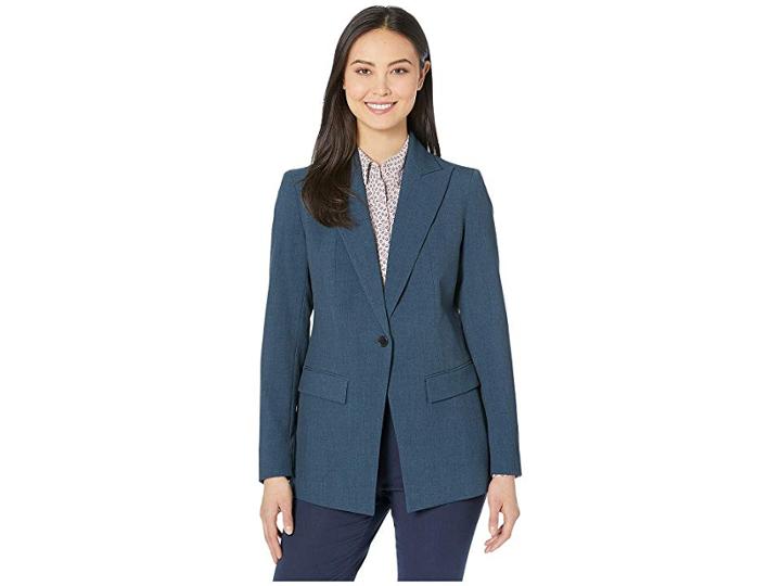 Anne Klein Long Blazer With Princess Seams (juniper) Women's Jacket