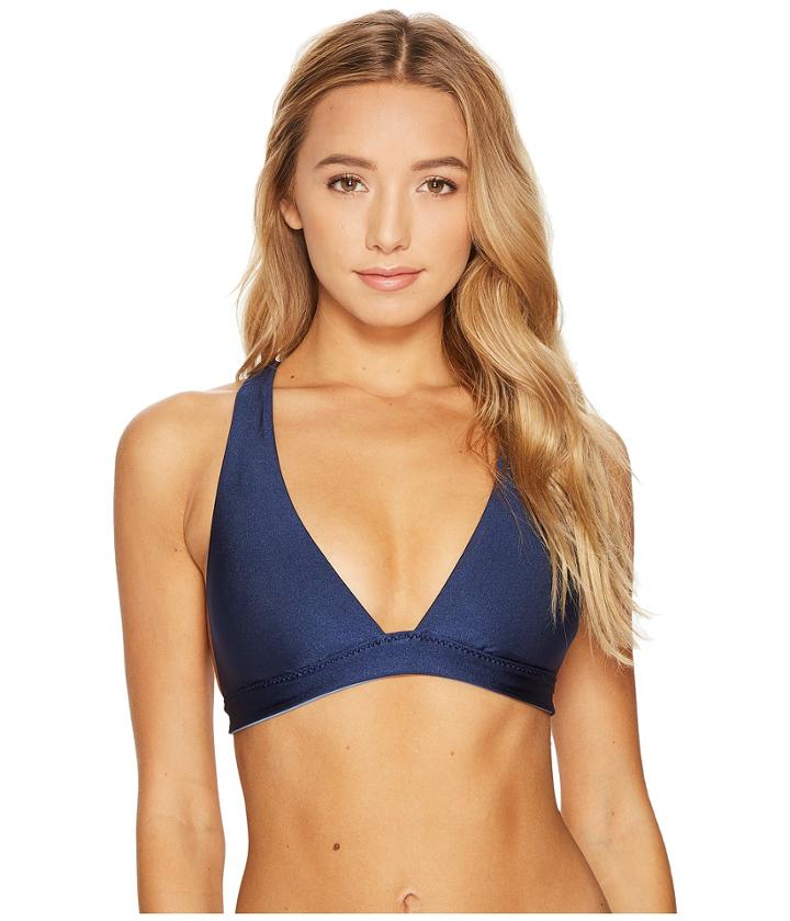 Becca By Rebecca Virtue Reversible Shimmer Halter Top (indigo) Women's Swimwear