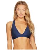 Becca By Rebecca Virtue Reversible Shimmer Halter Top (indigo) Women's Swimwear