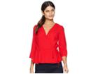 J.o.a. Woven Wrap Top (red) Women's Clothing