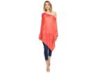 Echo Design Everyday Luxe Poncho Topper (bright Coral) Women's Clothing