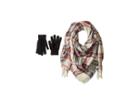 Steve Madden Classic Plaid Square Blanket Wrap With Etouch Glove Set (taupe) Scarves