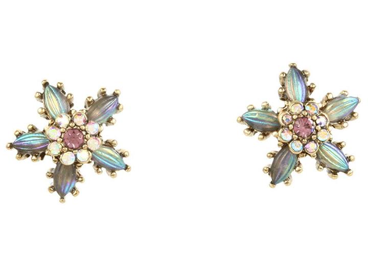 Betsey Johnson Carved Rose Flower Smile Stud Earrings (gold) Earring