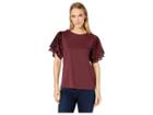 Michael Michael Kors Velvet Flutter Sleeve Tee (cordovan) Women's T Shirt