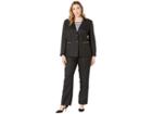 Tahari By Asl Plus Size 2 Snap Closure Peak Lapel Zip Pocket Pants (black) Women's Suits Sets