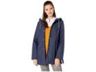 French Connection Hooded Slicker W/ Side Zip Hem (utility Blue) Women's Coat
