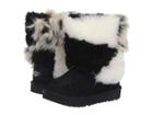Ugg Kids Classic Short Patchwork Fluff (toddler/little Kid) (black) Girls Shoes