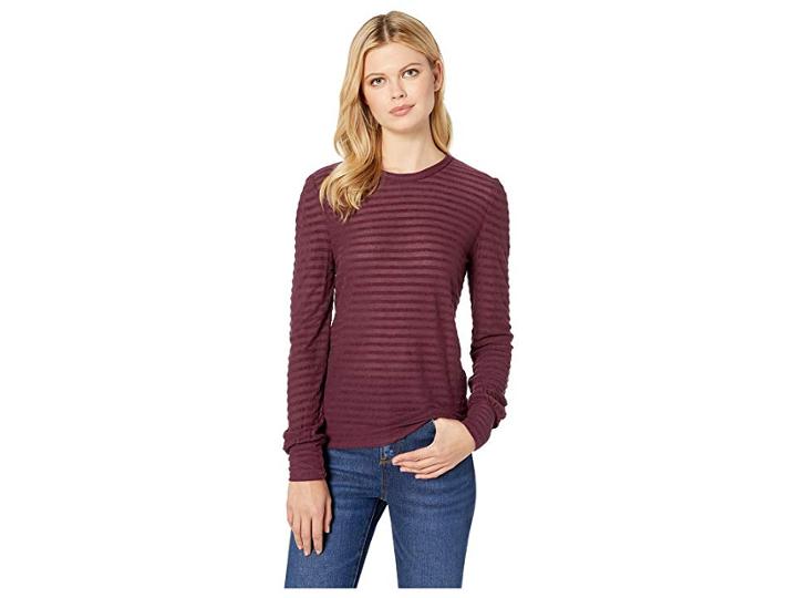 Lucky Brand Stripe Chenille Top (wine Tasting) Women's Clothing