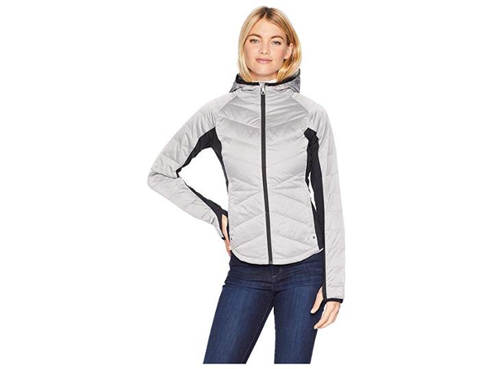 Spyder Solitude Hoodie Down Jacket (white/black) Women's Coat