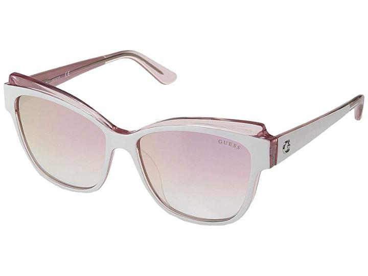 Guess Gu7592 (white/blush Front/gradient/pink Mirror Lens) Fashion Sunglasses