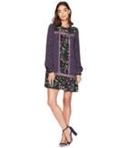 Juicy Couture Silk Tulcea Ditsy Floral Dress (black/purple) Women's Dress