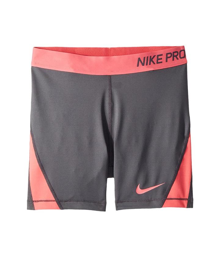Nike Kids Pro Short (little Kids/big Kids) (dark Grey/sea Coral/sea Coral/sea Coral) Girl's Shorts