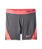 Nike Kids Pro Short (little Kids/big Kids) (dark Grey/sea Coral/sea Coral/sea Coral) Girl's Shorts