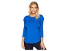 Karen Kane 3/4 Sleeve Ruffle Top (royal) Women's Clothing