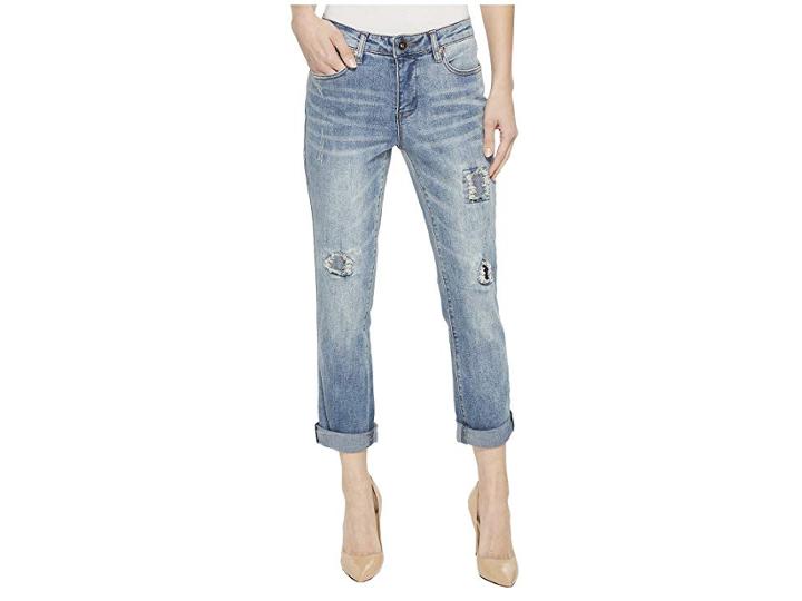 Tribal 25 Stretch Ripped And Repaired Five-pocket Boyfriend Pants In Vintage (vintage) Women's Jeans