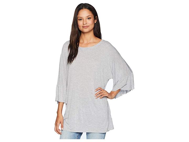 Lamade Erin Ruffle Sleeve Tee (heather Grey) Women's T Shirt