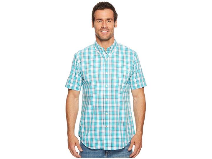 Dockers Short Sleeve Comfort Stretch Woven Shirt (ceramic/code Blue) Men's Clothing