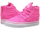 Vans Kids Sk8-hi Zip (toddler) ((neon Canvas) Pink/true White) Girls Shoes
