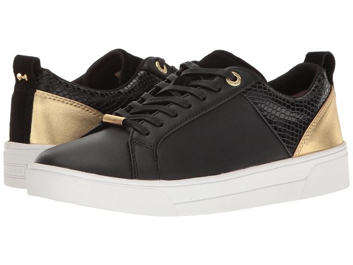 Ted Baker Kulei (black/rose Gold Leather/pu) Women's Lace Up Casual Shoes