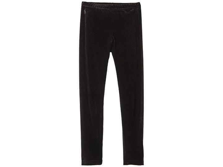 Polo Ralph Lauren Kids Stretch Velvet Leggings (little Kids/big Kids) (polo Black) Girl's Casual Pants