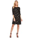 Taylor Floral Knit Jacquard Dress (black/ivory) Women's Dress