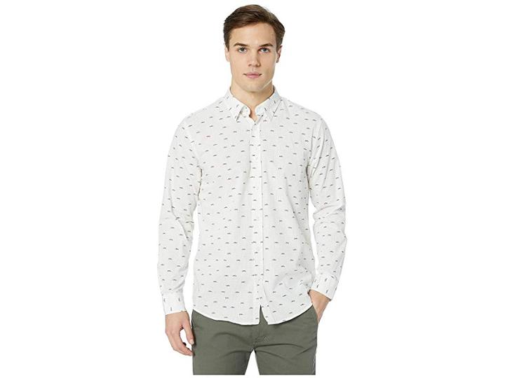 Ben Sherman Long Sleeve Trumpet Print Shirt (white) Men's Clothing