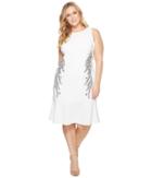 Adrianna Papell Plus Size Knit Crepe Embroidered Trumpet Dress (ivory) Women's Dress