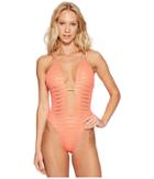 Luli Fama Take Me To Paradise Plunge Cheeky One-piece (coral) Women's Swimsuits One Piece