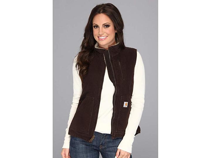 Carhartt Sandstone Mock Neck Vest (dark Brown) Women's Vest