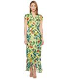 Taylor Chiffon Floral Maxi Wrap Dress (lemon Zest) Women's Dress
