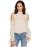 Bishop + Young Cold Shoulder Sleeve Detail Top (white Print) Women's Clothing