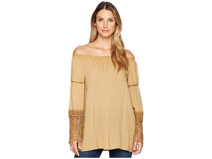 Scully Bardot Elegant Off The Shoulder Blouse (mustard) Women's Clothing