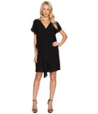 Adrianna Papell Cold Shoulder Asymmetrical Draped Dress (black) Women's Dress
