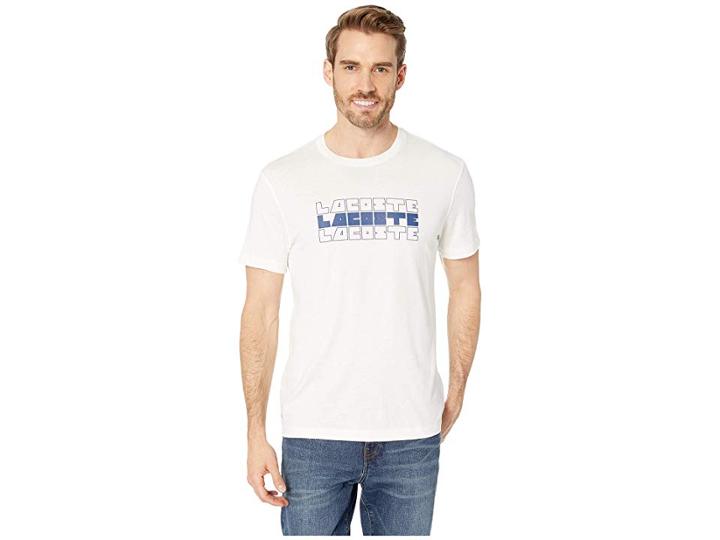 Lacoste Short Sleeve Regular Fit Lacoste 3 Tier Wordplay T-shirt (flour) Men's T Shirt