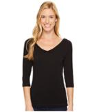 Royal Robbins Kickback To Front 3/4 Sleeve Top (jet Black) Women's Long Sleeve Pullover