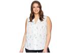 Nydj Plus Size Plus Size Sleeveless Button Detail Top (three Palms Optic White) Women's Sleeveless