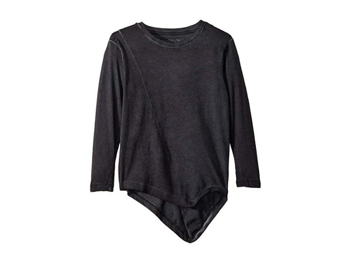 Nununu Penguin Shirt (toddler/little Kids) (dyed Black) Girl's Long Sleeve Pullover