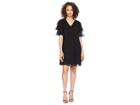 Calvin Klein V-neck Dress With Tiered Ruffle Sleeve Cd8h19ld (black) Women's Dress