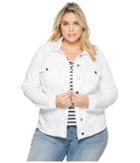 Kut From The Kloth Plus Size Kara Jacket W/ Frayed Hem (optic White) Women's Coat