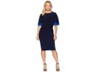 Lauren Ralph Lauren Kiani Matte Jersey Elbow Sleeve Day Dress (lighthouse Navy/blue Ocean) Women's Dress