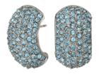 Nina Pave Half Hoop Earrings (black Rhodium/aquamarine Swarovski) Earring
