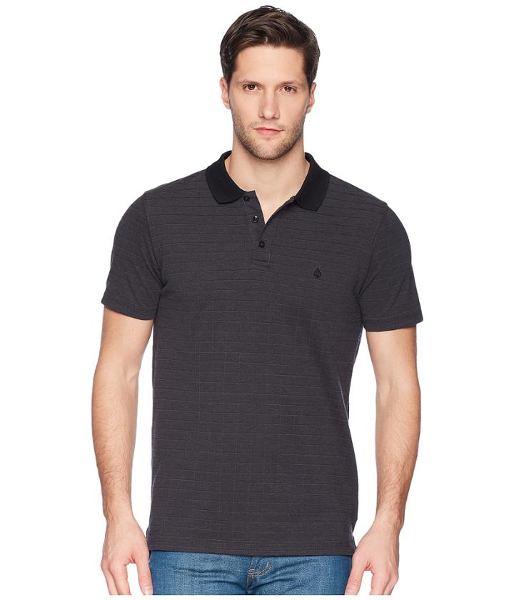 Volcom Wowzer Plaid Polo (black) Men's Clothing