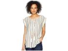 Dylan By True Grit Havana Short Sleeve Soft Rayon Top With Tassel Tie (vintage White/black) Women's Short Sleeve Pullover