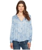 Amuse Society Washed Out Woven Top (indy Blue) Women's Clothing