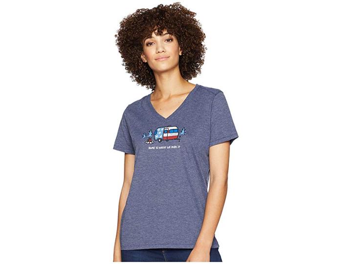 Life Is Good Home Is Where We Park It Cool Vee (darkest Blue) Women's T Shirt
