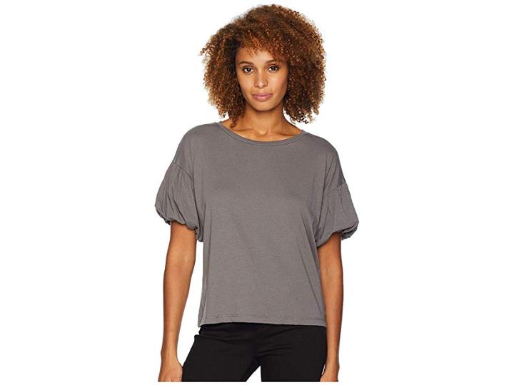 Bobeau Puff Short Sleeve Top (charcoal) Women's Clothing