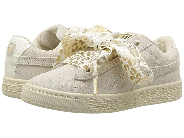 Puma Kids Suede Heart Athluxe Ps (little Kid) (whisper White/puma Team Gold) Girls Shoes